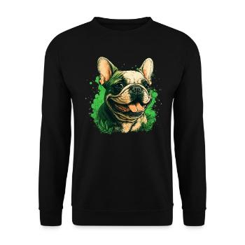 Französische Bulldogge - Unisex Pullover - Schwarz - Vorne - Alina (178cm) & Michal (187cm)