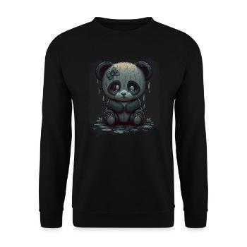 cute sad panda - Unisex Sweatshirt - black - Front - Alina (178cm) & Michal (187cm)