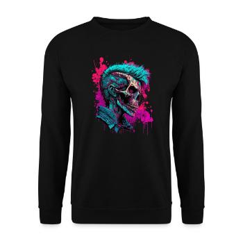 Rave Zombie Skull - Unisex Sweatshirt - black - Front - Alina (178cm) & Michal (187cm)