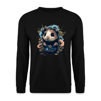 Lustiges Meerschweinchen - Unisex Pullover - Schwarz - Vorne - Alina (178cm) & Michal (187cm)