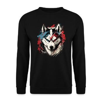 Scary Husky - Unisex Sweatshirt - black - Front - Alina (178cm) & Michal (187cm)