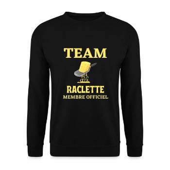 Team Raclette-Humor-Küche - Unisex Pullover - Schwarz - Vorne - Alina (178cm) & Michal (187cm)