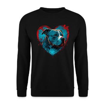 Cœur d’American Staffordshire Terrier - Sweat-shirt Unisexe - noir - Devant - Alina (178cm) & Michal (187cm)