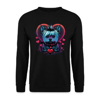Yorkshire Terrier with heart - Unisex Sweatshirt - black - Front - Alina (178cm) & Michal (187cm)