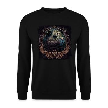 Meerschweinchen mit Ornamenten - Unisex Pullover - Schwarz - Vorne - Alina (178cm) & Michal (187cm)