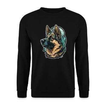Majestic German shepherd - Unisex Pullover - Schwarz - Vorne - Alina (178cm) & Michal (187cm)