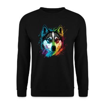 Husky arc-en-ciel - Sweat-shirt Unisexe - noir - Devant - Alina (178cm) & Michal (187cm)