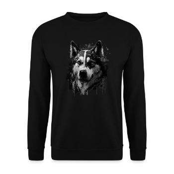 Husky Dog - Unisex Pullover - Schwarz - Vorne - Alina (178cm) & Michal (187cm)