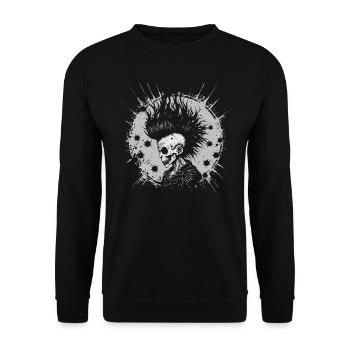 Horror Punk Zombie Skull - Unisex Pullover - Schwarz - Vorne - Alina (178cm) & Michal (187cm)