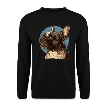 Französische Bulldogge - Unisex Pullover - Schwarz - Vorne - Alina (178cm) & Michal (187cm)