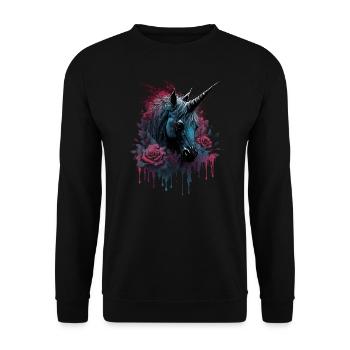 Rose and Unicorn - Unisex Sweatshirt - black - Front - Alina (178cm) & Michal (187cm)