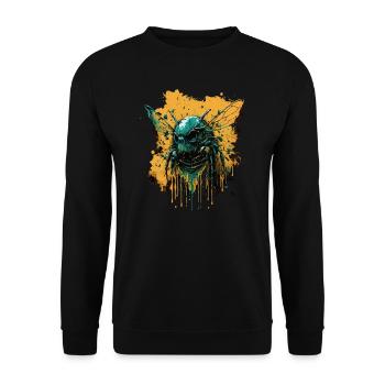 Gruselige Horrorbiene - Unisex Pullover - Schwarz - Vorne - Alina (178cm) & Michal (187cm)