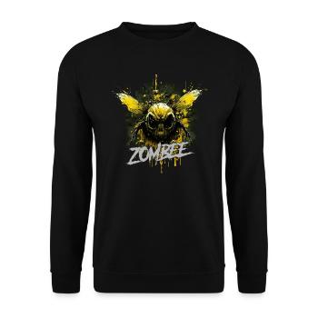 Gruselige Zombie Horrorbiene - Unisex Pullover - Schwarz - Vorne - Alina (178cm) & Michal (187cm)