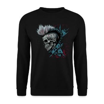 Horror Punk Zombie Skull - Unisex Pullover - Schwarz - Vorne - Alina (178cm) & Michal (187cm)