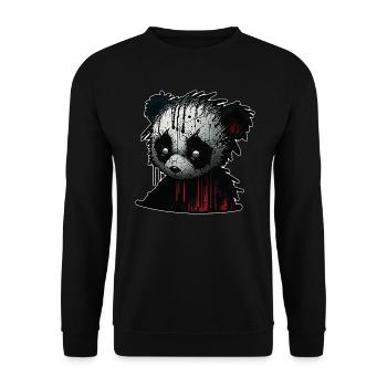Spooky sad Panda - Unisex Pullover - Schwarz - Vorne - Alina (178cm) & Michal (187cm)