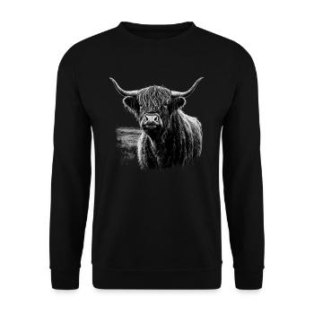Bovins écossais des Highlands - Sweat-shirt Unisexe - noir - Devant - Alina (178cm) & Michal (187cm)