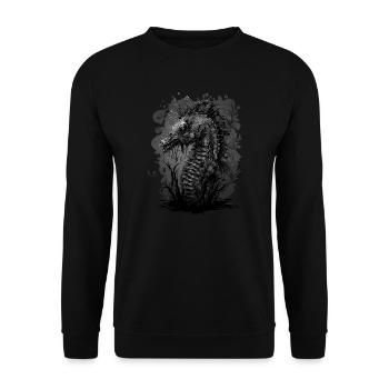 Crinchy Seepferdchen - Unisex Pullover - Schwarz - Vorne - Alina (178cm) & Michal (187cm)