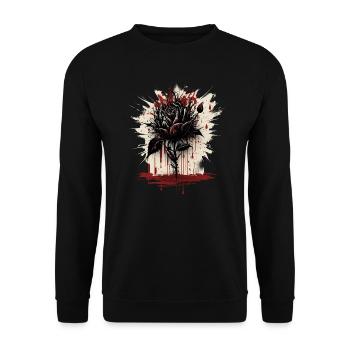 Schwarze Rose Kunst - Unisex Pullover - Schwarz - Vorne - Alina (178cm) & Michal (187cm)