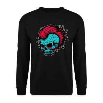 Cartoon Horror Punk Zombie Skull - Unisex Sweatshirt - black - Front - Alina (178cm) & Michal (187cm)