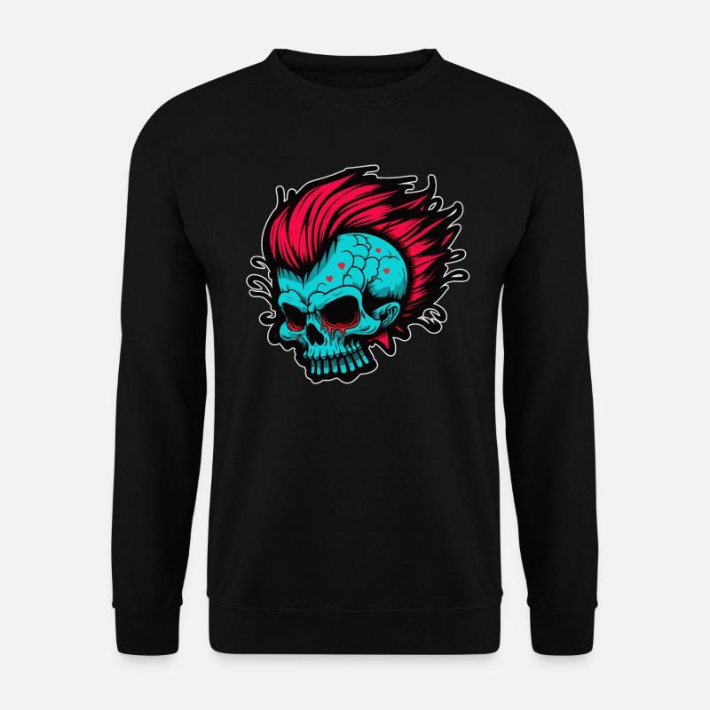 Cartoon Horror Punk Zombie Skull - Unisex Pullover - Schwarz