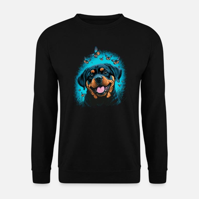 Chiot et papillons Rottweiler - Sweat-shirt Unisexe - noir