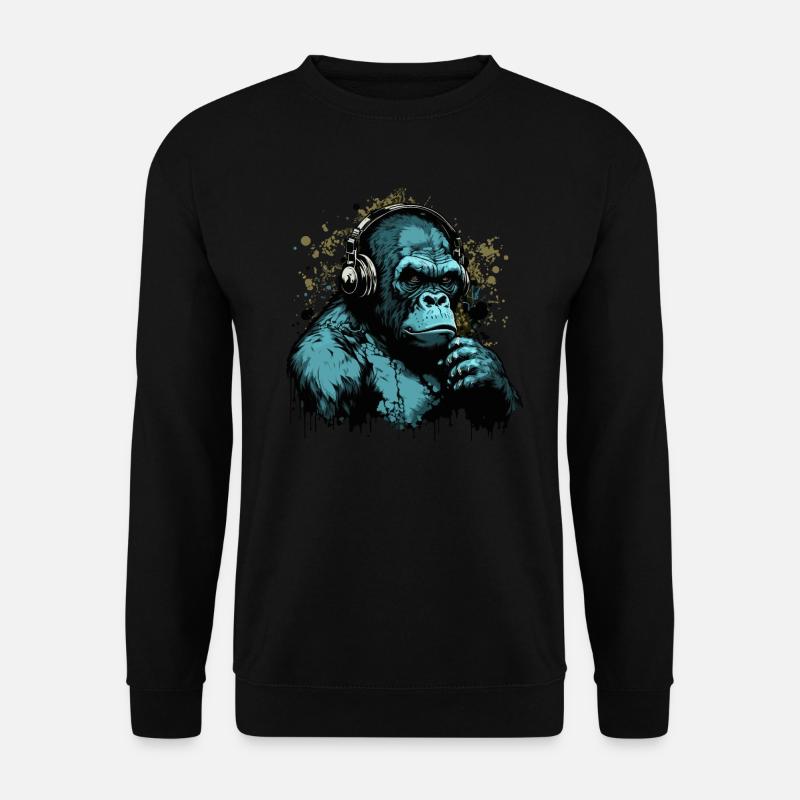 Gorilla Disc Jockey - Sweat-shirt Unisexe - noir