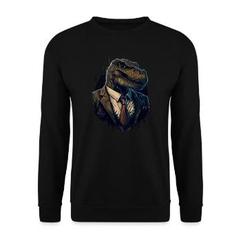 T-Rex Gangsterboss - Unisex Pullover - Schwarz - Vorne - Alina (178cm) & Michal (187cm)