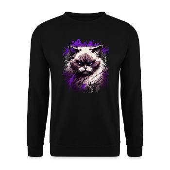 Arrogante Ragdoll Katze - Unisex Pullover - Schwarz - Vorne - Alina (178cm) & Michal (187cm)