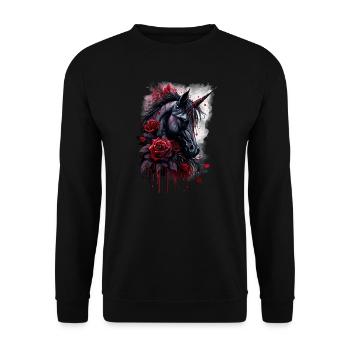 Rose and Unicorn - Unisex Sweatshirt - black - Front - Alina (178cm) & Michal (187cm)
