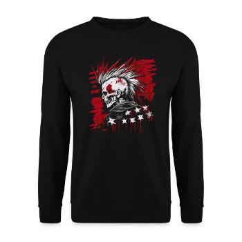 Horror Punk Zombie Skull - Unisex Pullover - Schwarz - Vorne - Alina (178cm) & Michal (187cm)