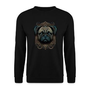 Pug Dog Art - Unisex Sweatshirt - black - Front - Alina (178cm) & Michal (187cm)