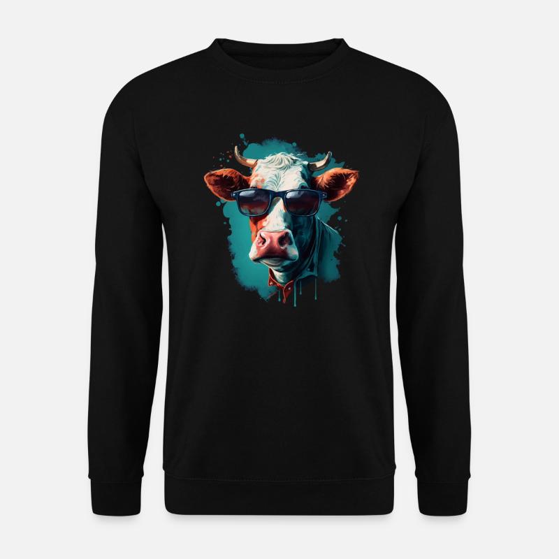 A cow with sunglasses - Unisex Sweatshirt - black