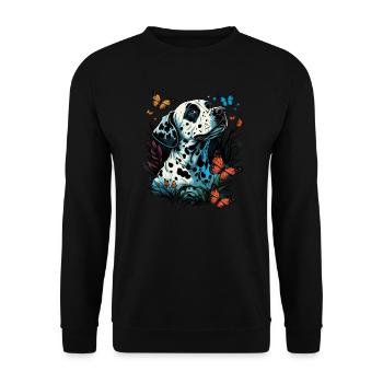 Dalmatians and butterflies - Unisex Sweatshirt - black - Front - Alina (178cm) & Michal (187cm)