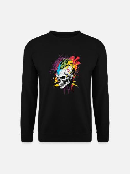 Rainbow Zombie Skull - Unisex Pullover - Schwarz