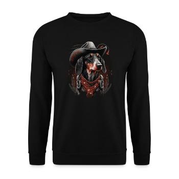 Dachshund cowboy - Unisex Sweatshirt - black - Front - Alina (178cm) & Michal (187cm)
