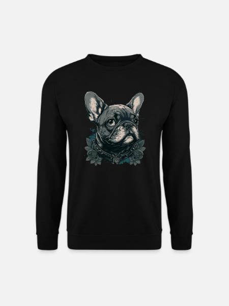 Französische Bulldogge mit Blumen - Unisex Pullover - Schwarz