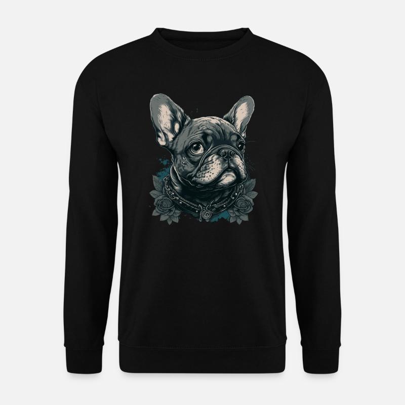 Französische Bulldogge mit Blumen - Unisex Pullover - Schwarz