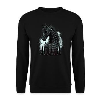 Cheval d’échecs chevalier - Sweat-shirt Unisexe - noir - Devant - Alina (178cm) & Michal (187cm)