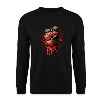 Funny strawberry with sunglasses - Unisex Sweatshirt - black - Front - Alina (178cm) & Michal (187cm)