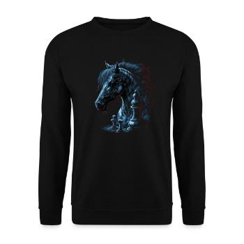 Cheval d’échecs chevalier - Sweat-shirt Unisexe - noir - Devant - Alina (178cm) & Michal (187cm)