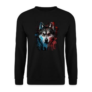 Husky Dog - Unisex Pullover - Schwarz - Vorne - Alina (178cm) & Michal (187cm)