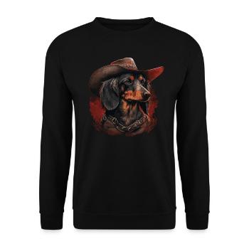 Dachshund cowboy - Unisex Sweatshirt - black - Front - Alina (178cm) & Michal (187cm)