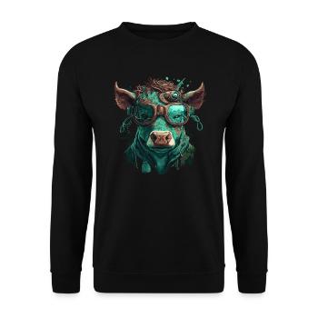 Une vache steampunk - Sweat-shirt Unisexe - noir - Devant - Alina (178cm) & Michal (187cm)