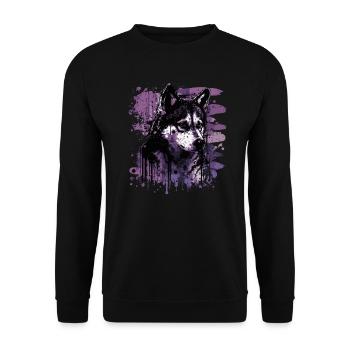 Husky Dog - Unisex Pullover - Schwarz - Vorne - Alina (178cm) & Michal (187cm)