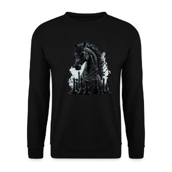Cheval d’échecs chevalier - Sweat-shirt Unisexe - noir - Devant - Alina (178cm) & Michal (187cm)