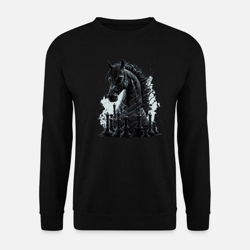 Springer Schach Pferd - Unisex Pullover - Schwarz