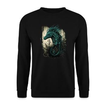 Crinchy Seahorse - Unisex Sweatshirt - black - Front - Alina (178cm) & Michal (187cm)