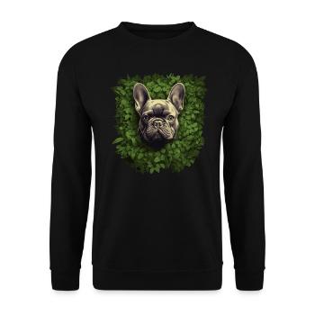 French bulldog looking out of the bushes - Unisex Sweatshirt - black - Front - Alina (178cm) & Michal (187cm)