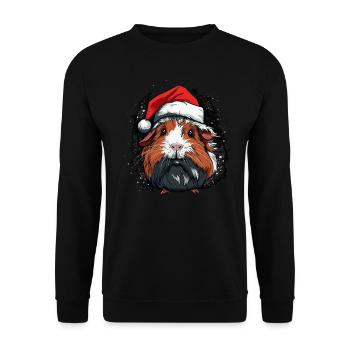 Cochon d’Inde avec chapeau de Père Noël - Sweat-shirt Unisexe - noir - Devant - Alina (178cm) & Michal (187cm)