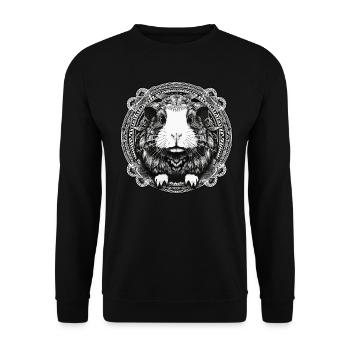 Meerschweinchen mit Ornamenten - Unisex Pullover - Schwarz - Vorne - Alina (178cm) & Michal (187cm)